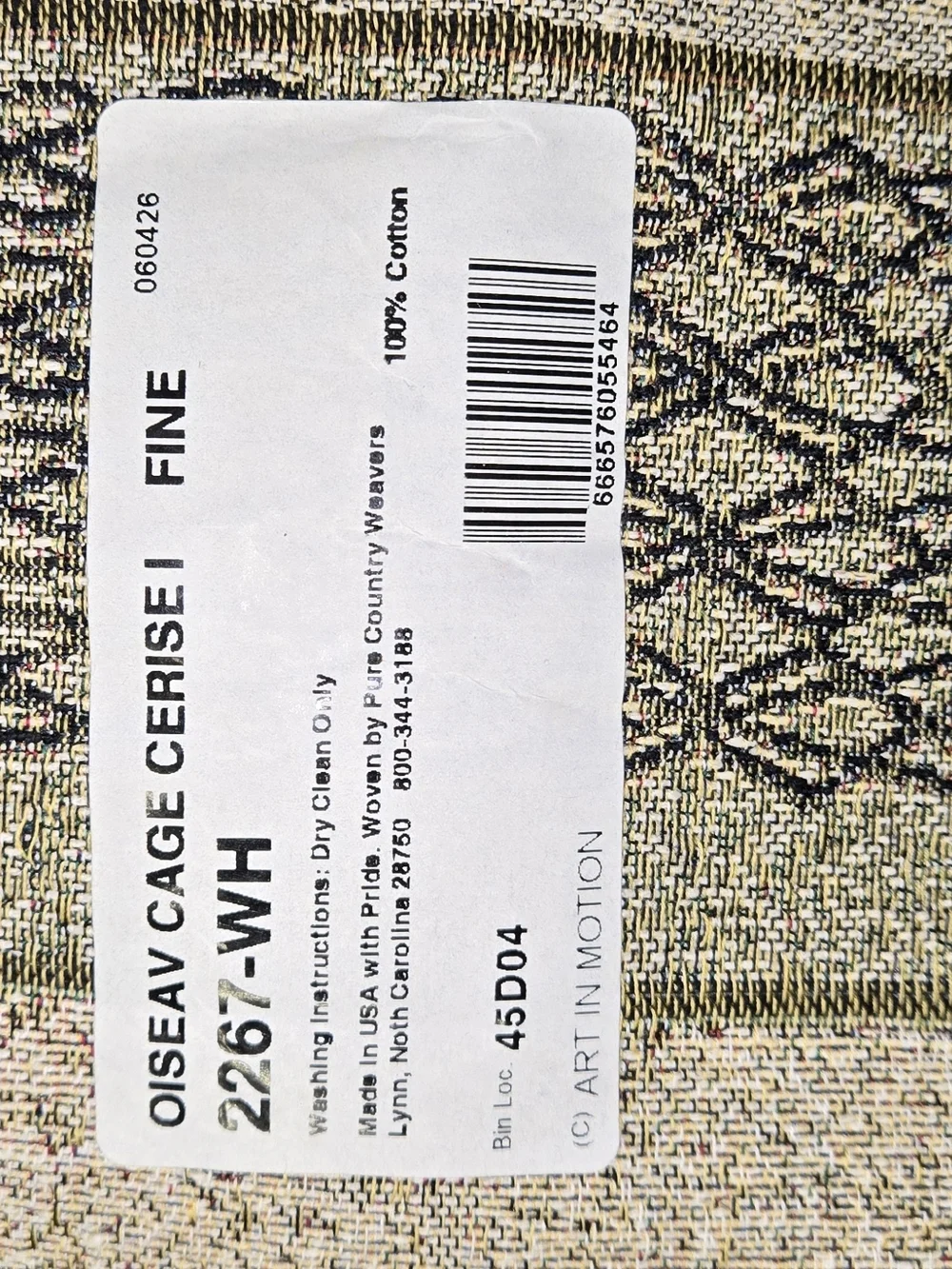 Oiseav Cage Cerise Woven Tapestry Wall Hanging - Cream & Green
